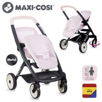 Sportovní kočárek pro panenky dvojčata Maxi Cosi světle růžový